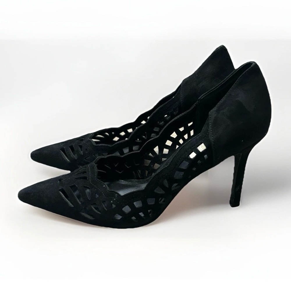 Lauren Ralph Lauren Shoes Black Suede Pump Heels Dressy Women Sz 9 B Sania